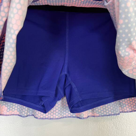 Lucky In Love Women Sz L Reflex Stitch Down Tiered Tennis Skort Shine Pink Blue - Picture 6 of 11